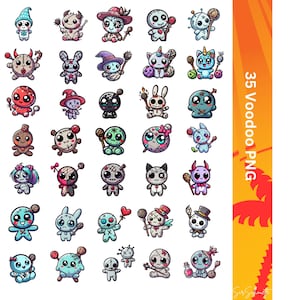 Cute Voodoo Doll Digital Design for Stickers