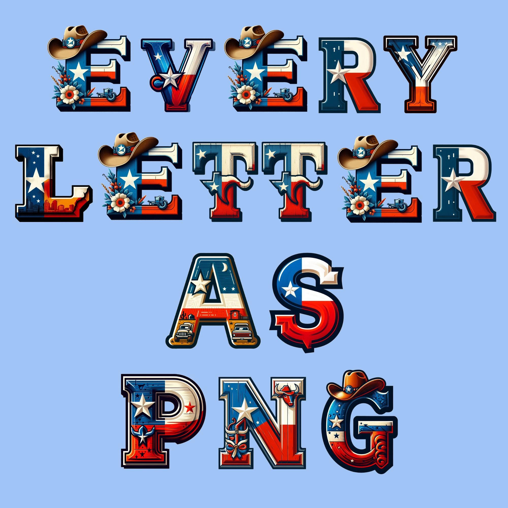 Texas Font, Alphabet With Texas Design, Texas Letters as Png - Etsy