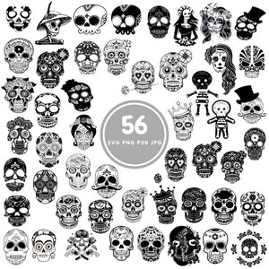 Tag der Toten SVG, 56 Dia de los Muertos Bundle, PNG, JPG