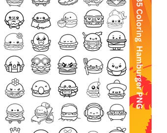 Simpatici hamburger da colorare in PNG
