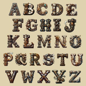 Steampunk Font, Alphabet With Steampunk Design, Steampunk Letters as ...