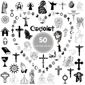Religião SVG, 50 motivos religiosos em pacote svg, PNG, PSD