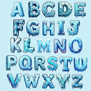 Ice Alphabet PNG, Winter Frost Letters, Snow Clipart Set, Glacial ...