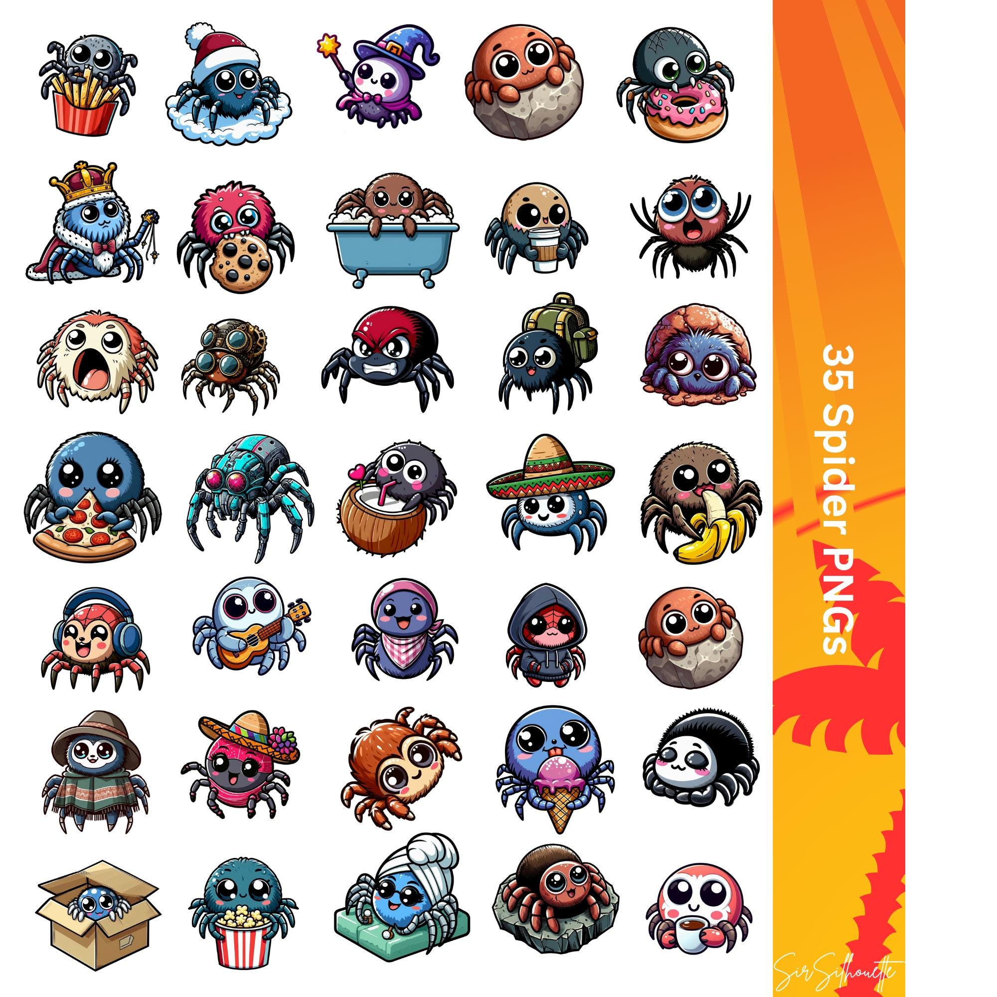 Simple Spider Sticker Cute Spider Digital Design for Stickers - Etsy