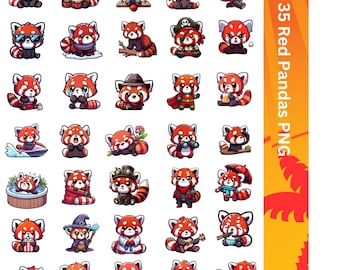 Cute Red Panda Digital Design for Stickers