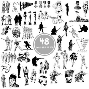 Veteran Day Design SVG, 48 Soldier svg Bundle, PNG, PSD