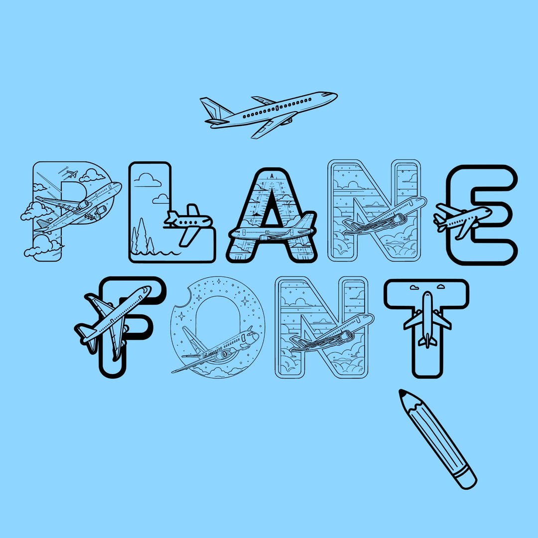 Using Plane In Lettering Plane Coloring Font, Alphabet With Plane Design, Plane Letters as Png ...