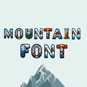 Fonte de montanhas, fonte de montanha, letras de montanha como PNG