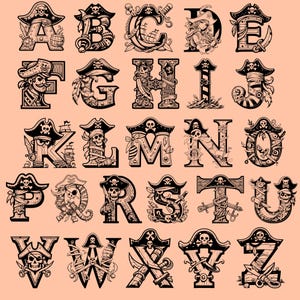 Treasure Lettering Pirate Alphabet Coloring PNG – Treasure Letters for Kids - Etsy