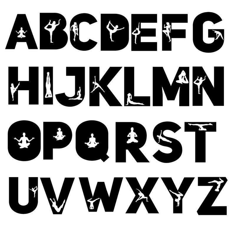 Yoga Font, Alphabet With Yoga Design, Yoga Letters as Png - Etsy