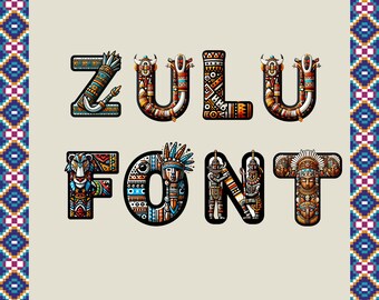Zulu font, alphabet with Zulu design, Zulu letters as png