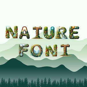 Carattere naturale, carattere naturale, lettere della foresta come PNG