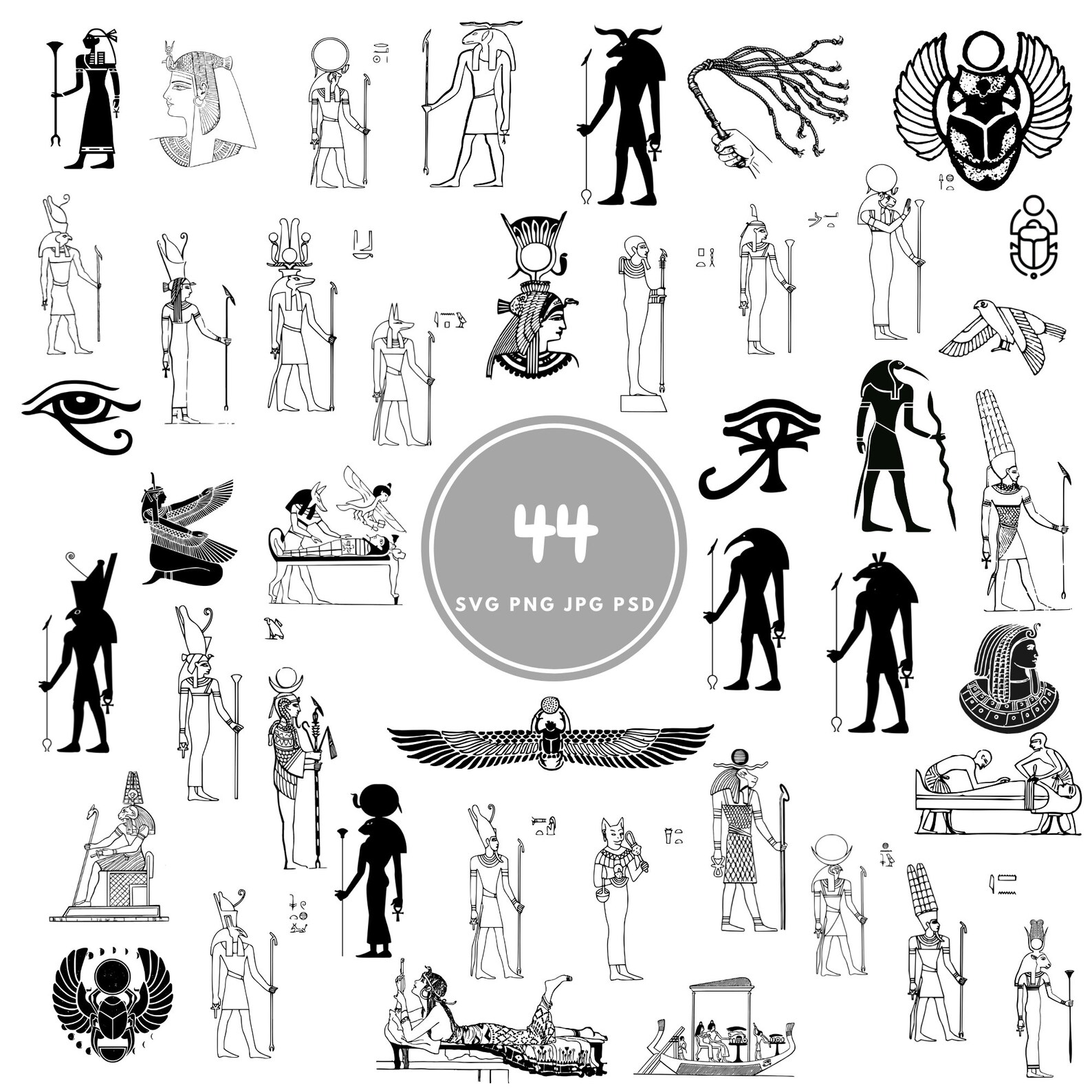 Egypt SVG 44 Hieroglyphs Svg Bundle PNG PSD - Etsy