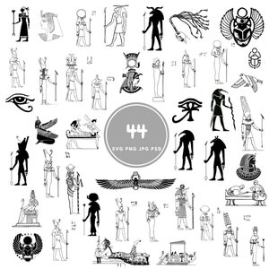 Egypt SVG, 44 hieroglyphs svg Bundle, PNG, PSD