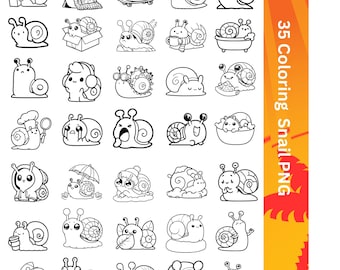 Cute Snails for Coloring Book - PNG files to download