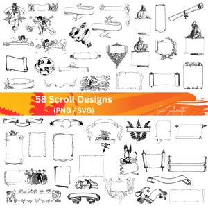 58 rouleaux SVG, carte au trésor SVG Bundle, PNG, Cricut, Silhouette
