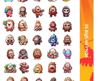 Cute Bigfoot Digital Design for Stickers