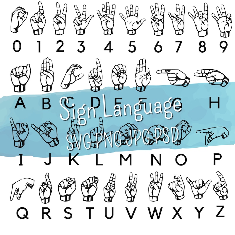 Sign Language Alphabet SVG Bundle, American Sign Language PNG, PSD - Etsy