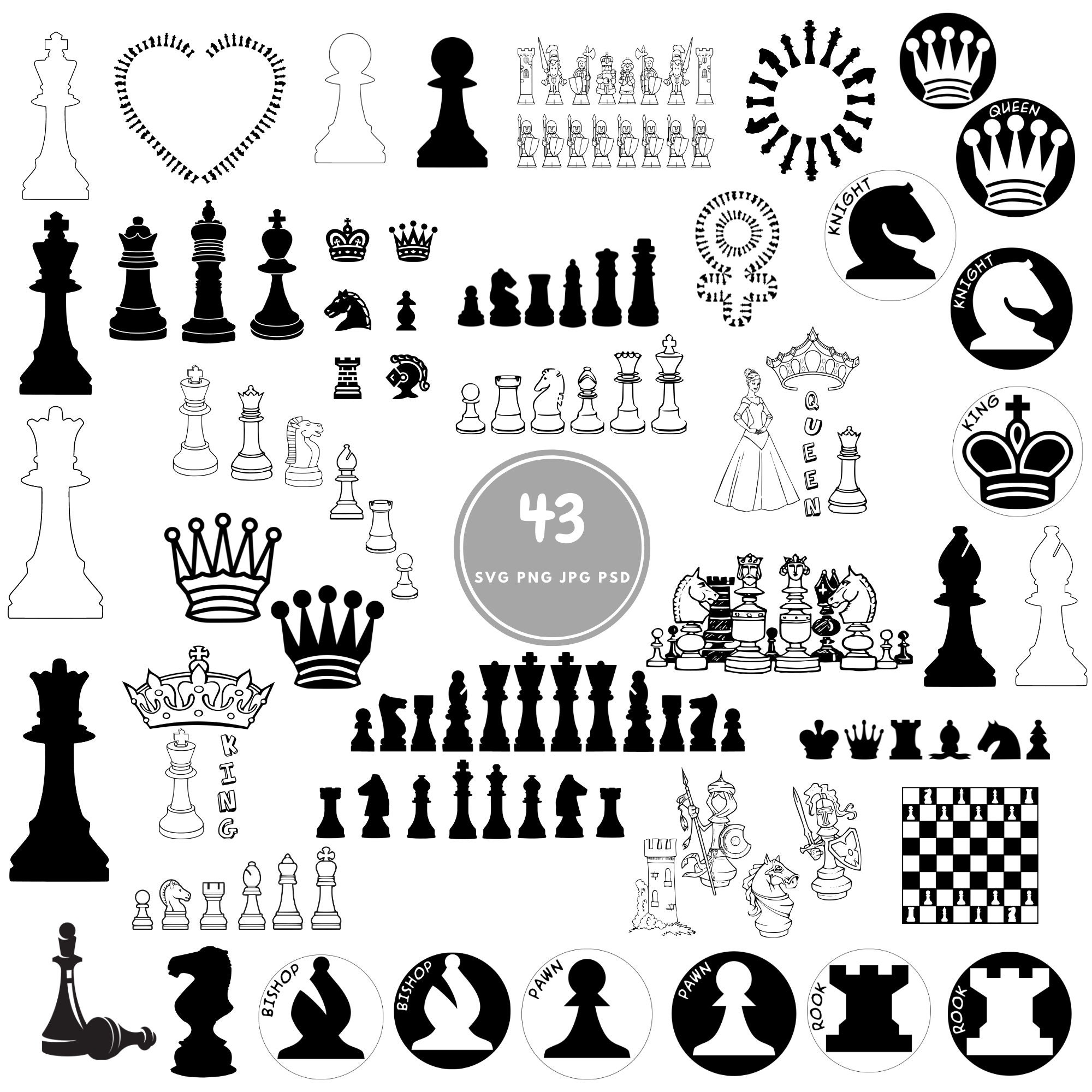 Chess Pieces SVG PNG JPG Cut Files Graphic by kaybeesvgs