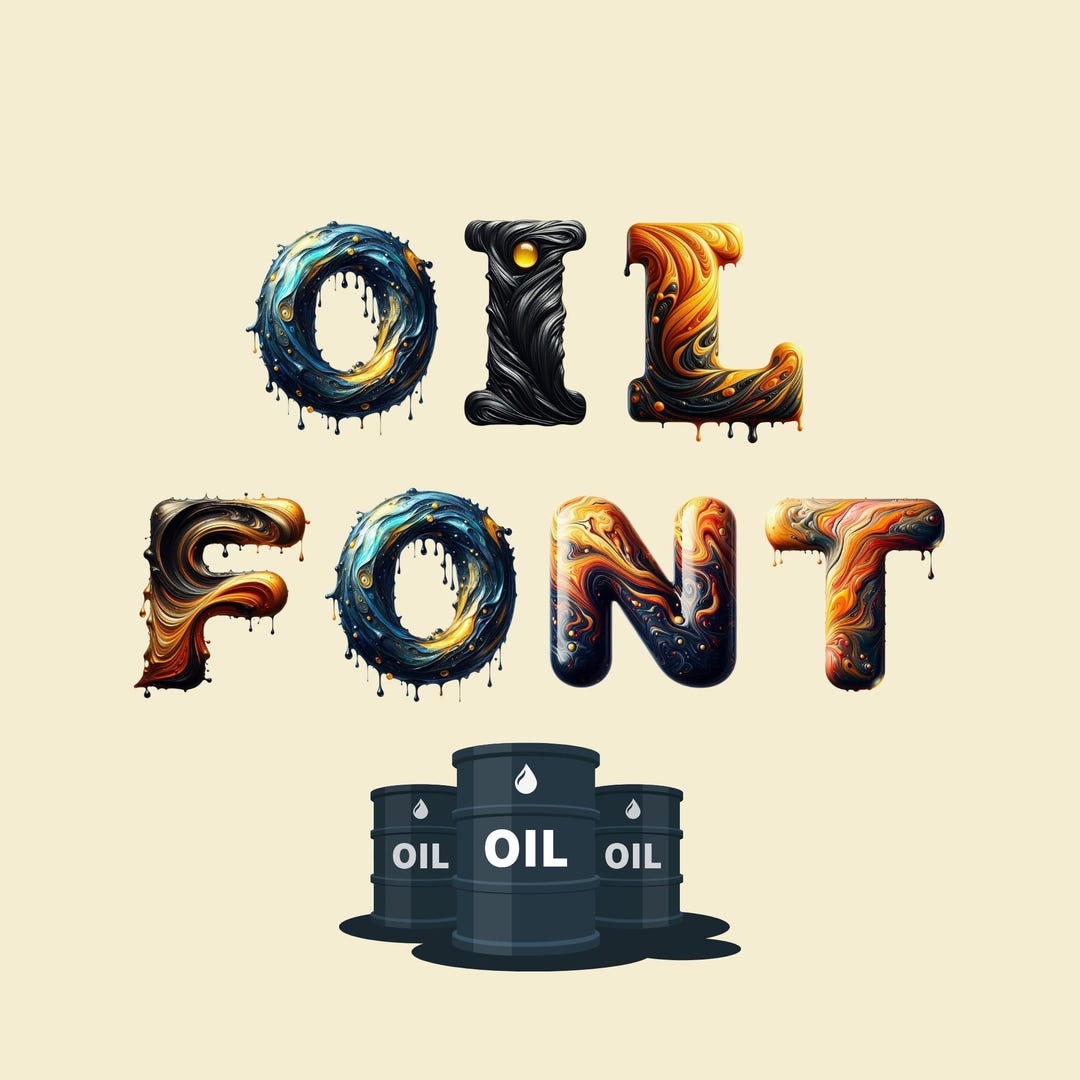 Oil Font, Alphabet With Oil Design, Oil Letters as Png - Etsy