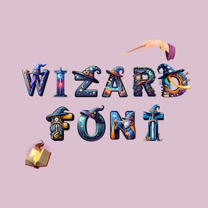 Wizard font, alphabet with magic design, Sorcerer letters as png