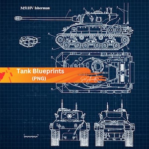 22 Tank Blueprint PNGs | Military Vehicle Technical Drawing | Armored Warfare Digital Download