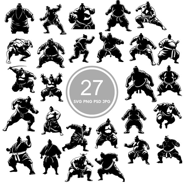 Sumo Wrestler SVG Bundle, 27 Sumo designs, PNG, PSD