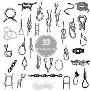 Rope Design SVG, 33 knots svg Bundle, PNG, PSD
