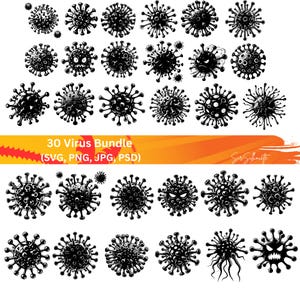 Virus SVG Bundle, 30 virus designs, PNG, PSD