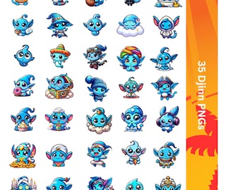 Lindo diseño digital de genio para pegatinas