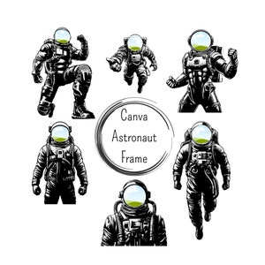 6 Canva Astronauten Rahmen, Astronauten Rahmen Design, Canva PDF Bundle