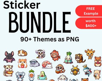 Digital Sticker Design Bundle - 90+ different desings as PNG