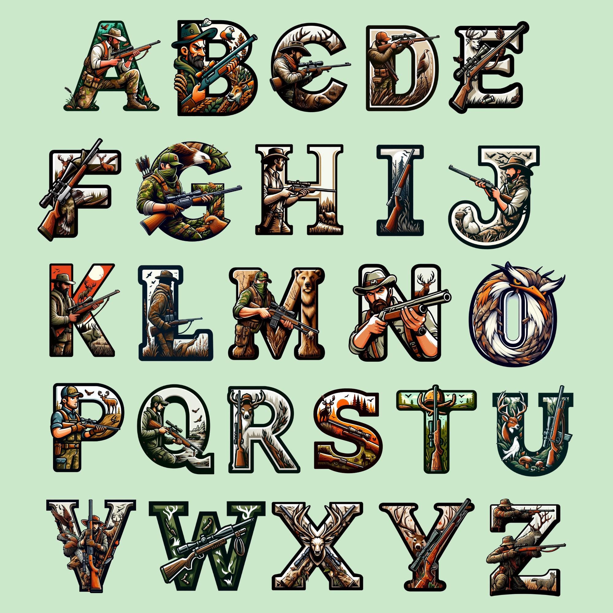 Hunter Font, Alphabet Hunting Design, Hunter Letters as Png - Etsy