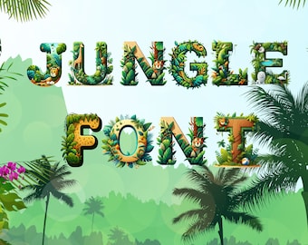 Jungle font, alphabet with Jungle design, Jungle letters as png