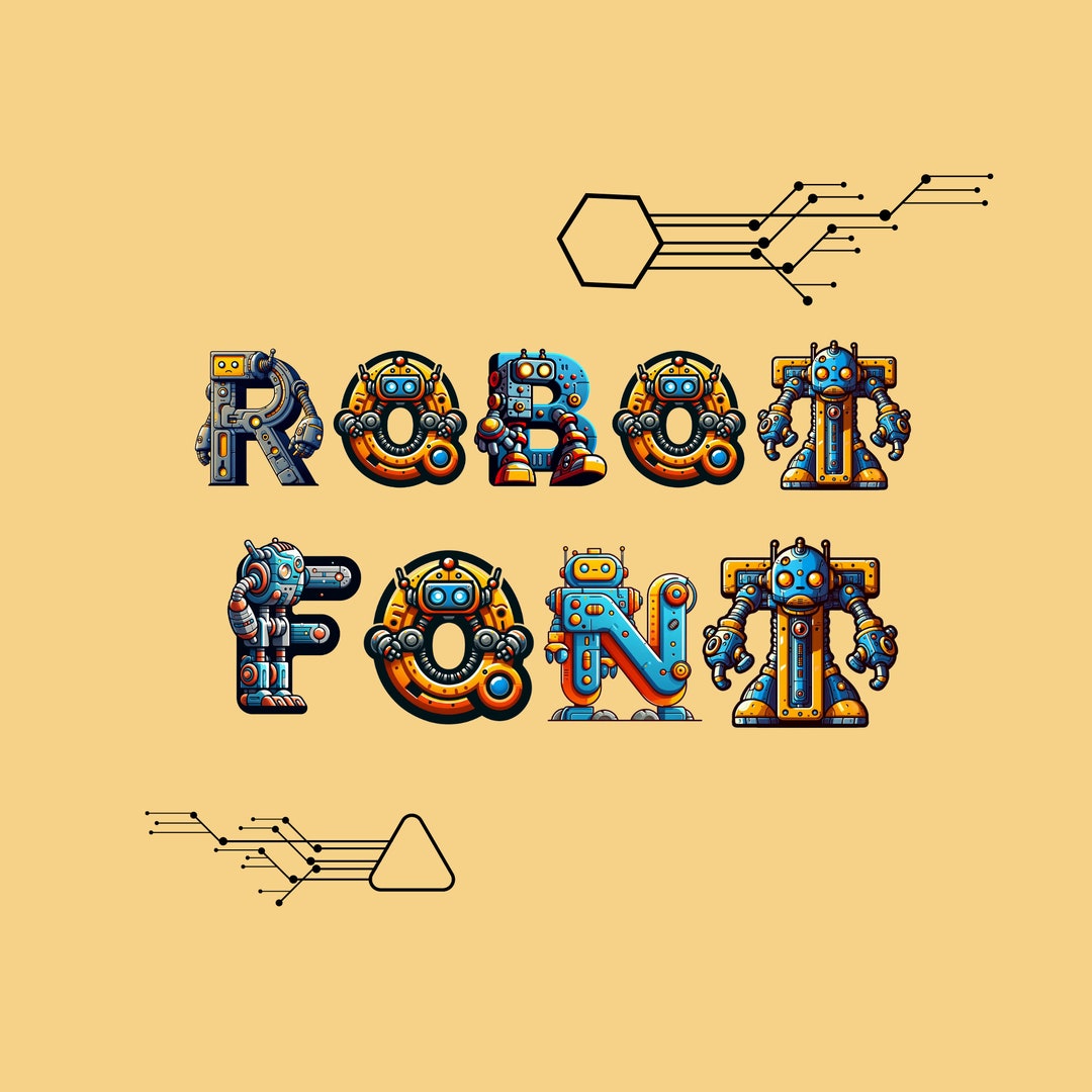 Robot Font, Alphabet With Android Design, Robotic Letters as Png - Etsy