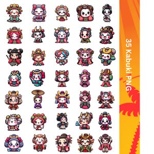 Schattig Kabuki digitaal ontwerp voor stickers