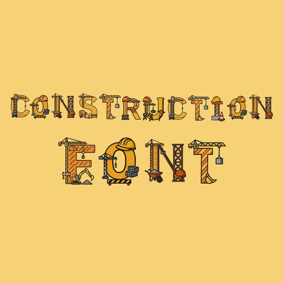 Construction Alphabet Clipart, Builder PNG Letters, Work Site ...