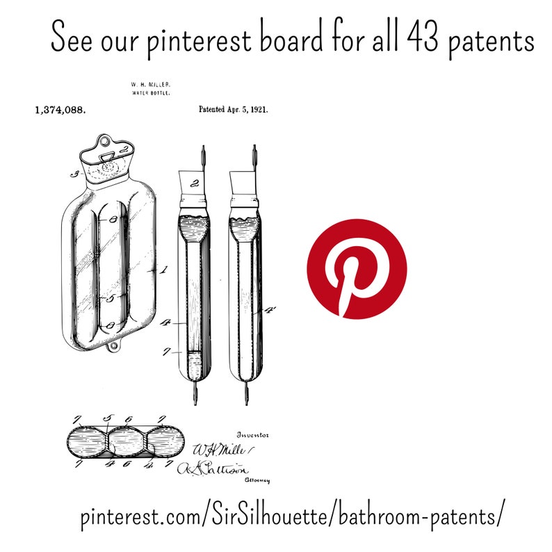 Bathroom Patents, Vintage Inventions for the Bath, Patent Png Etsy