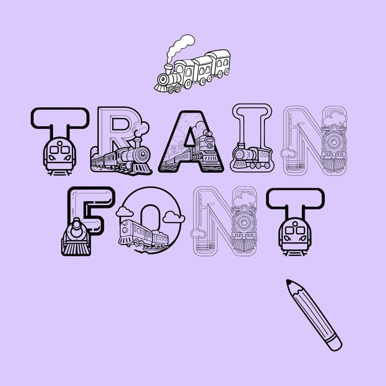 Train Coloring Font, Alphabet With Train Design, Train Letters as Png ...