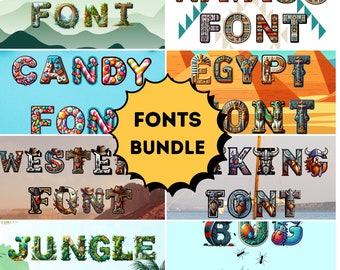 Font Bundle - 16 Fonts as PNG