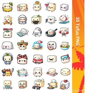 Cute Tofu Digital Design for Stickers