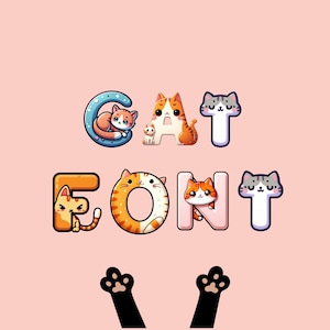 Cat font, alphabet with Cat design, Cat letters as png