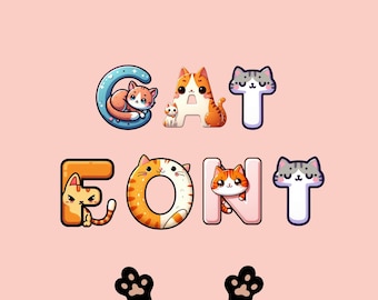 Fuente de gato, letras de gato, letras de gato en formato PNG