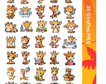 Adorable Giraffe Digital Stickers | Cute Animal Stickers for Digital ...