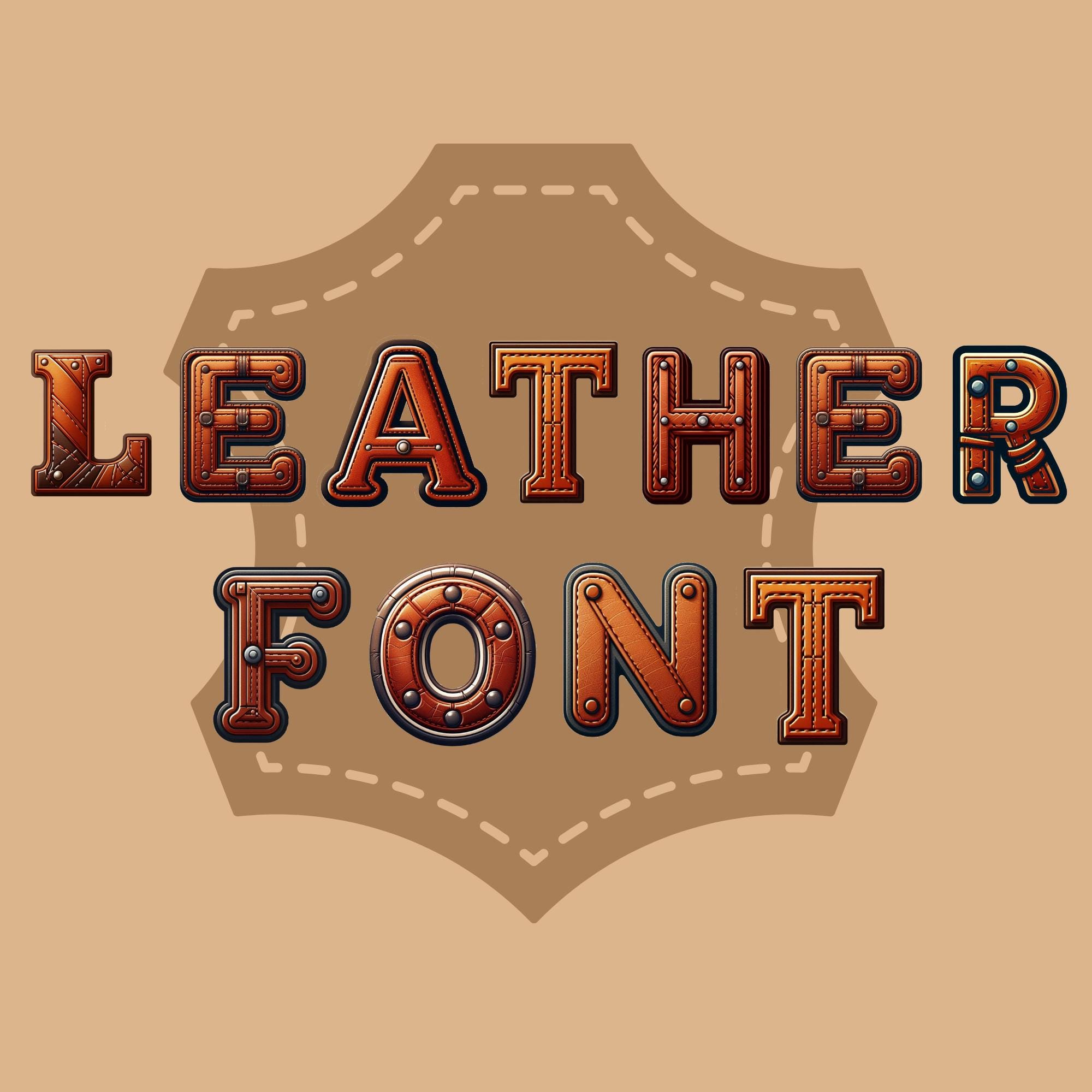 Leather Alphabet Clipart, Cowhide Letters PNG, Rustic Tan Sublimation ...