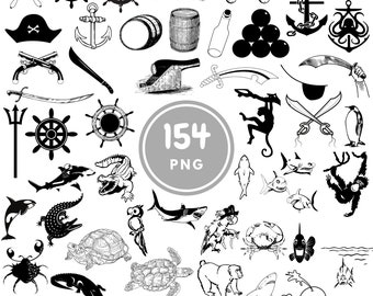 Treasure Map Design Bundle, 154 pirate png files