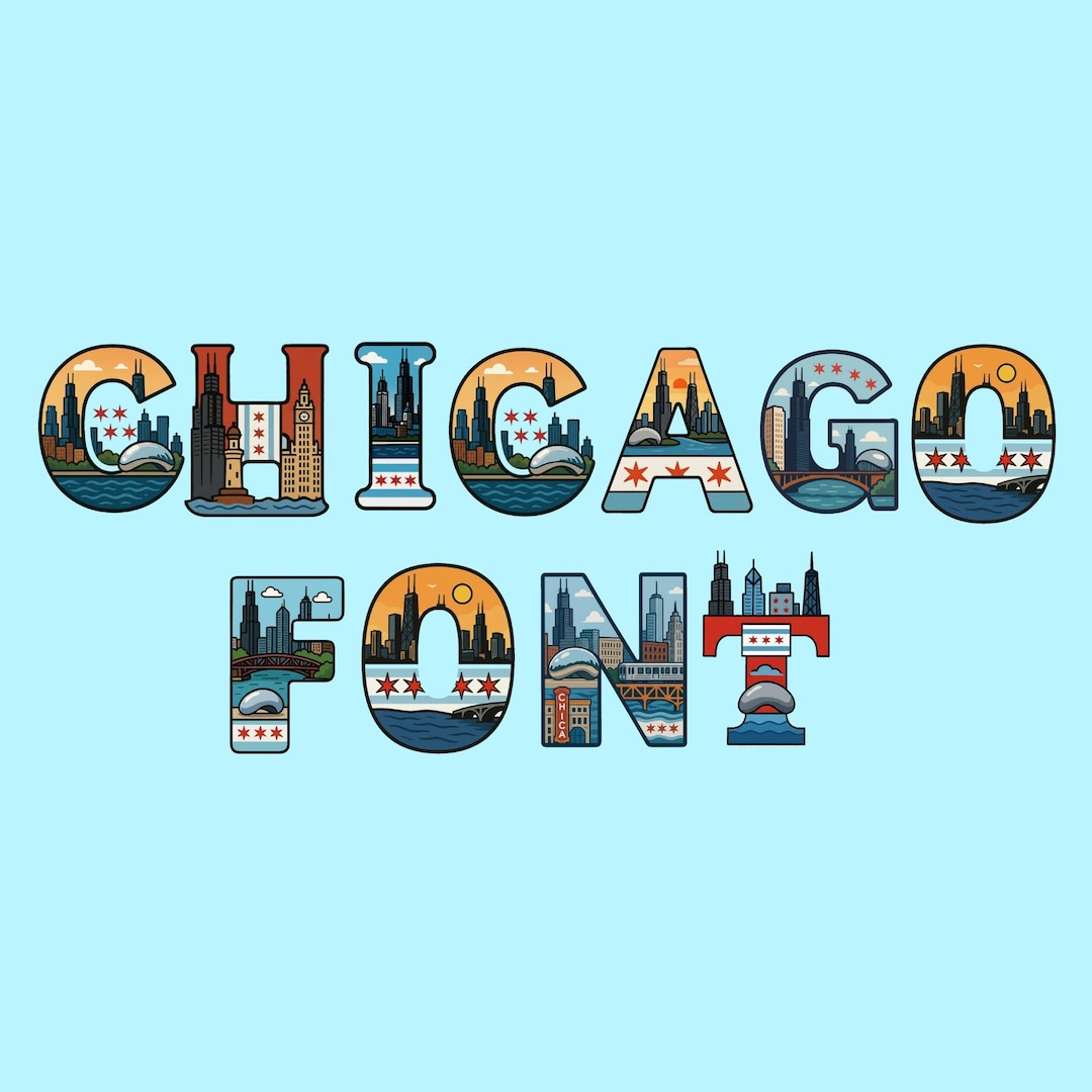 Chicago Alphabet Clipart, Windy City Letters PNG, Illinois Skyline ...