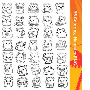 Cute Hamster for Coloring Book - PNG files to download