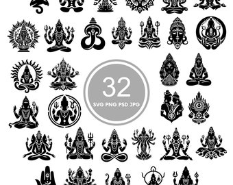 Hinduism Design SVG, 32 india svg Bundle, PNG, PSD