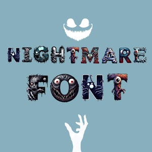 Nightmare font, alphabet with Nightmare design, Nightmare letters as png
